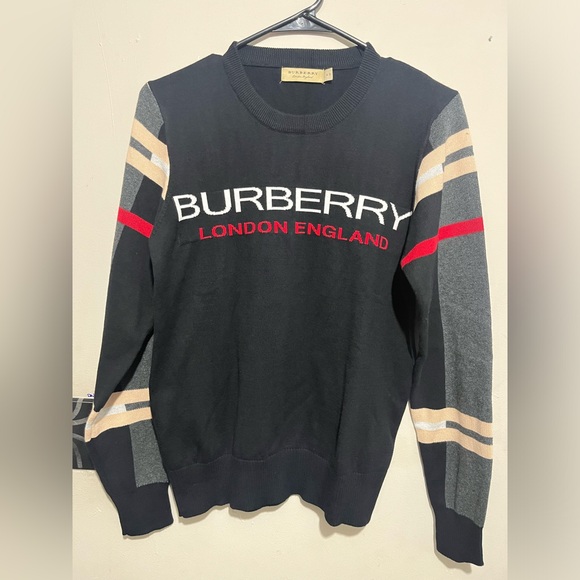 Burberry Other - Burberry Black Crewneck with Red and Beige Accents